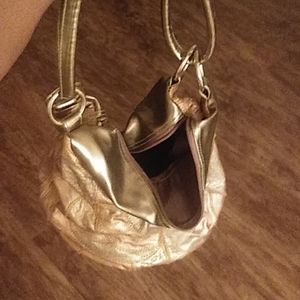 Piatto brown and gold patchwork handbag